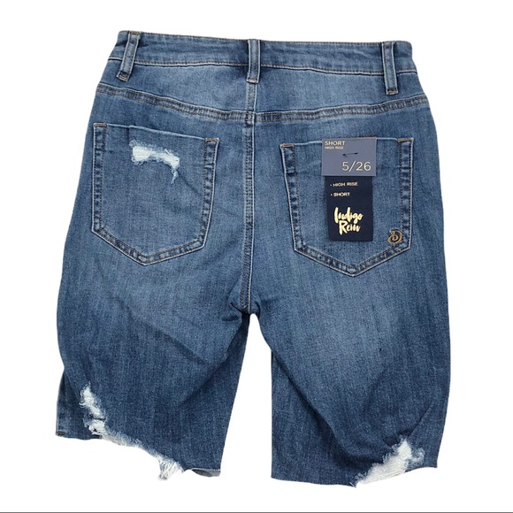Indigo Rein High Rise Recycled Denim Bermuda Shorts Juniors Size 5 Waist 26” NEW - Picture 5 of 10